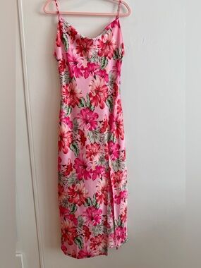 Paper Hearts Pink Spaghetti Strap Floral Maxi Dress | Medium